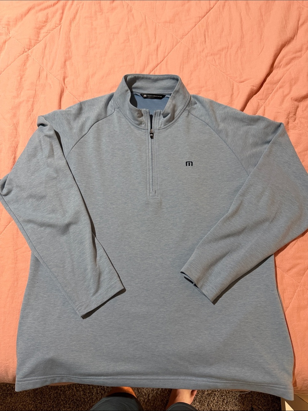 Travis Mathew Men's Pale Blue Half-Zip Pullover